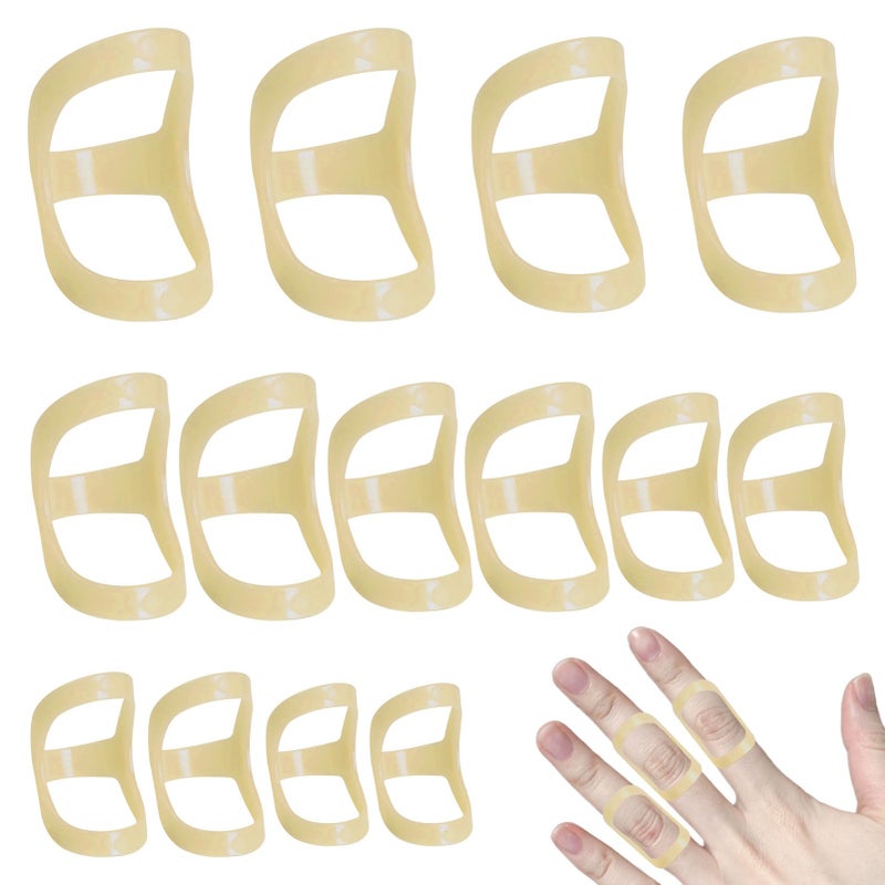 Grosion 14Pcs Oval 8 Finger Splint,Waterproof Ring Splints for Hypermobility,Trigger Finger Splints,for Thumb Finger Arthritis Stabilizer Brace